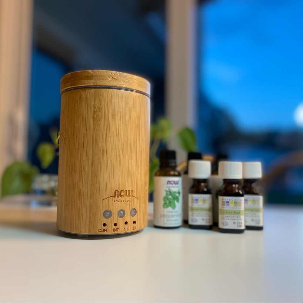 NOW Solutions Bamboo Oil Diffuser with Essential Oils